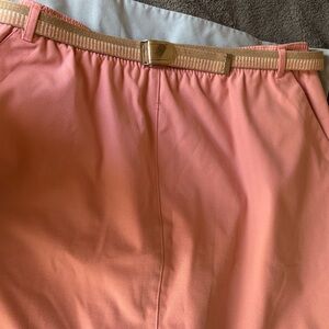 Koret Coral Pink Skirt with Gold-Tone Buckle Belt